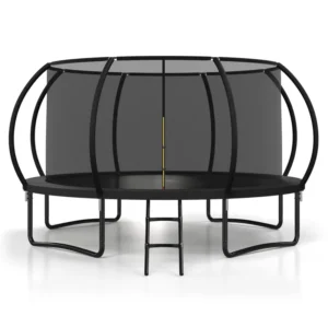 14 FT Kids Recreational Trampoline W/ Safety Enclosure – Indoor & Outdoor Use Black