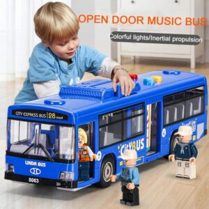 2025 New High Quality Simulation Bus Large Size Drop-resistant Light Music Inertia Bus Model Pull Back Car Educational Toys Gifts